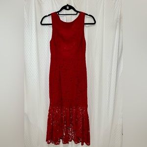 Red lace midi dress from LuLu’s size S